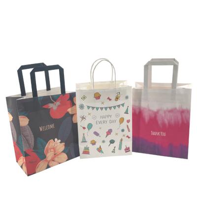 China Recyclable Thank You Custom Gift Paper Packaging Bag With White Handle Kraft Paper Bag Making Machine for sale