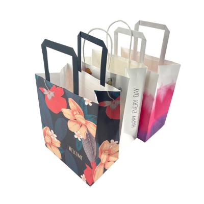 China OEM Recyclable White Kraft Paper Thank You Paper Bag Gift Paper Packaging Bag With Handle Making Machine for sale