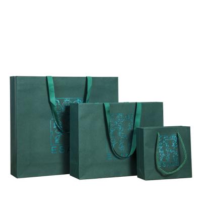 China Factory Wholesale Recyclable Dark Green Recycled Paper Bags Manufacturer China Directly for sale