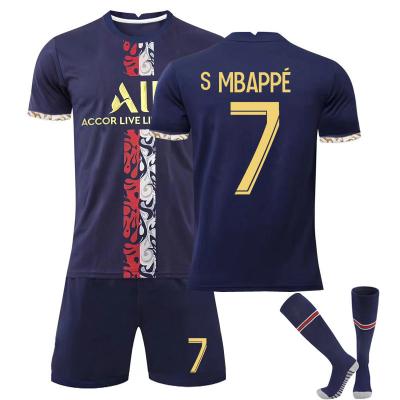 China SDS-023Hot Messi 30 Ronaldo 7 Soccer Jerseys Mbappe Pogba Sergio Ramos 21 22 JR 2022 Neymar Soccer Shirt Customs Men Women Kids for sale