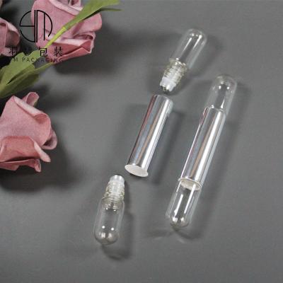 China New Design 5ml 10ml Recyclable Double Headed Glass Roll On Bottle With Stainless Roller for sale