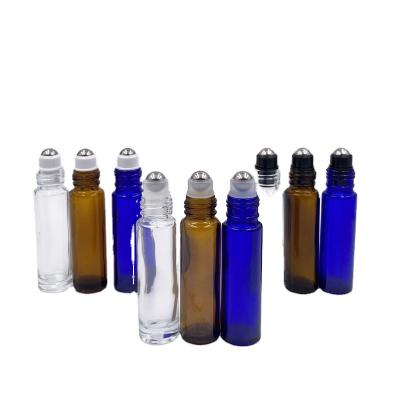 China Hot Sale 10ml Personal Care Clear Cosmetic Glass Perfume Bottle With Stainless Rollerball for sale