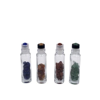 China High Quality 10ml Glass Bottle Personal Care Perfume Colorful Natural Crystal Gemstones Roller Bottle for sale