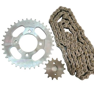 China Motorcycle Motorbike Assembly Sprocket Chian Set DY100 428 36T 14T Drive Chain Assembly for sale