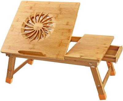 China Adjustable Laptop Stand (Height) Wooden Laptop Stand Laptop Desk Table With USB Fan for sale