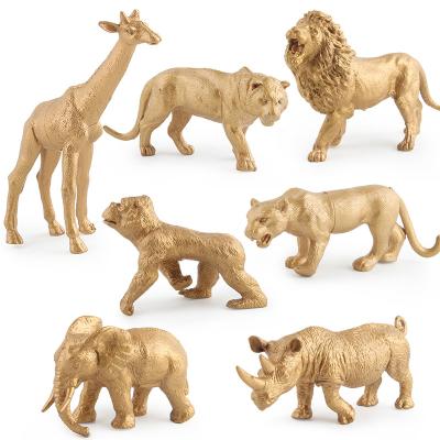 China Gold Color Wild Party Aminal Animal Model Toy Set Wild Life Animal Toy Educational Toy for sale