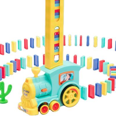 China Domino Train Car Set Electronic Brick Kids Dominoes Toys Blocks Healthy Light Colorful Game Gift For Kids Boys Girls 12523 for sale