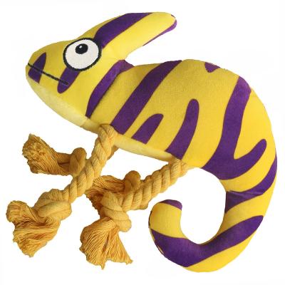 China Stuffed Plush Stuffed Squeaky Toys with Cotton and Ply Paper, Durable Dog Chewing Toys for Puppy Breed with Chameleon Shape for sale