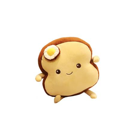 China Kawaii Cute Funny Soft Food Stuffed Plush Toy Bread Sliced ​​Shape Pillow Cute Cartoon Poached Egg Toast Long Small for sale