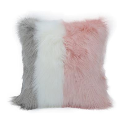 China Portable Home Decorative Faux Fur Pillow Cushion Living Room Bedroom Sofa Car Super Soft Pillowcase for sale