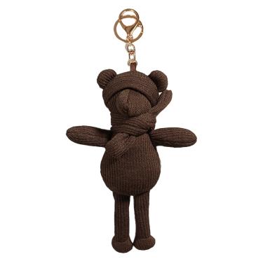 China Cute Cartoon Bear Plush Toy Kids Knitted Quilt 22cm Cute Stuffed Toy Key Ring For Bag Ornament for sale