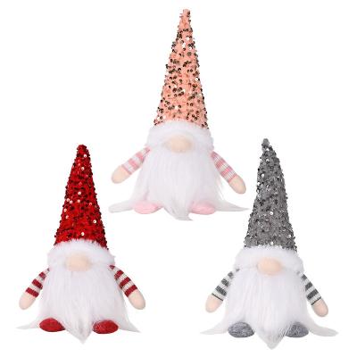 China Plush Christmas Home Decoration Sequins with LED Lights Gnome Plush Toy Maker Christmas Desk Decorations Santa Claus Plush Toy for sale