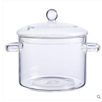 China Viable Borosilicate Double-ear Small Size Transparent Clear Cooking Stove Stew Pot Borosilicate Pyrex Glass Cooking PotHot Sale for sale