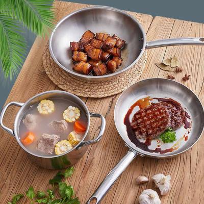 China Sustainable Pot and Pan Frying Non Stick Thickened Wok Cooking Sauce Stainless Steel Frying Foils Cookware Non-Stick Divided Set Kitchen for sale