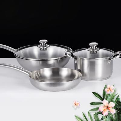 China Viable Wok Soup Pots Pans Stick Unthickened Cooking Sauce Stainless Steel Frying Kitchen Cookware Non-Stick Divided Set for sale