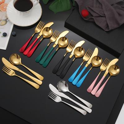 China Viable Flatware Knife Cutlery For Weddings Fork Sets And Chopstick Stainless Steel Gold Steak Travel Spoonswith Portable Case for sale