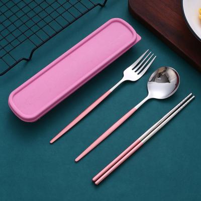 China Durable Pocket Knives Stainless Steel Forks and Steak Sets Camping Travel Spoons Portable Chopstick Cutlery Knife Box Spoon Flatware with Case for sale