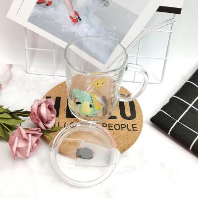 China Cute Temperature Display Water Cup With Cover Milk Cup Beverage Glass 400ml Juice Kids Drinking Tumbler Straw for sale