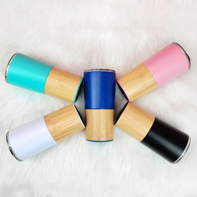 China Multicolor Shell 304 Stainless Steel Traditional Simple Style Car Insulation Cup Double Cup Bamboo Vacuum Coffee Insulation Multicolor Splice Flask for sale