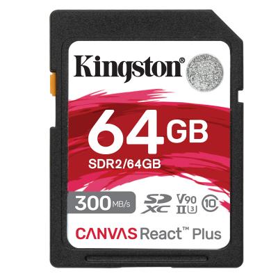 China Wholesale Plastic Kingston Canvas React Plus SDXC SDR2 UHS-300MBs R Class 10 SD Memory Card Flash High Speed ​​SD Card SDR/128GB MLPR2 for sale