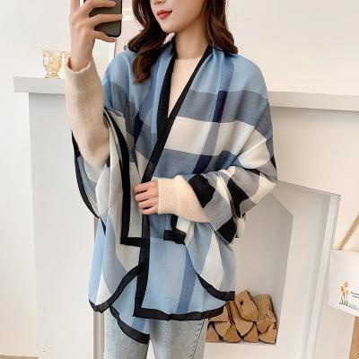 China New fashion female soft cotton plaid scarf women joker beach towel winter linen shawls and scarves for sale