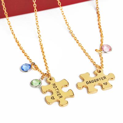 China TRENDY Mother and Daughter Two-Pip Mosaic Necklace for Mother's Day Gift Necklace Mother Dauther for sale