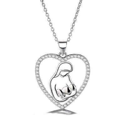 China 2022 new trending s925 sterling silver and child's fashion mother's day necklace fashion mother's heart pendant for sale