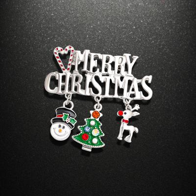 China Wholesale Unisex Christmas Brooches Pins Adore Snowman Christmas Tree Brooch Alloy Studded Christmas Brooch for sale