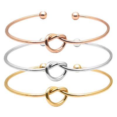 China CLASSIC Luxury Simple Knot Adjustable Heart Bangle Metal Jewelry Women Girl Bangle DIY Bracelet for sale