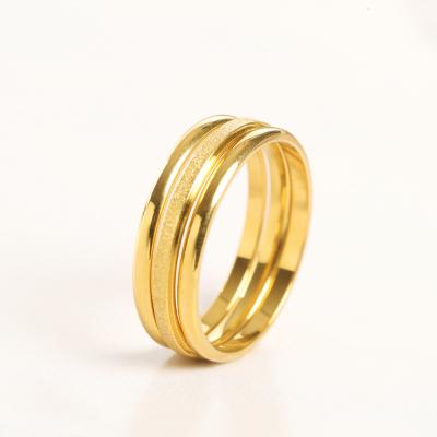 China Fashion Romantic Frosted Small Ring Women's 18k Gold Tail Ring 18k Titanium Steel Gold Plated Ring for sale