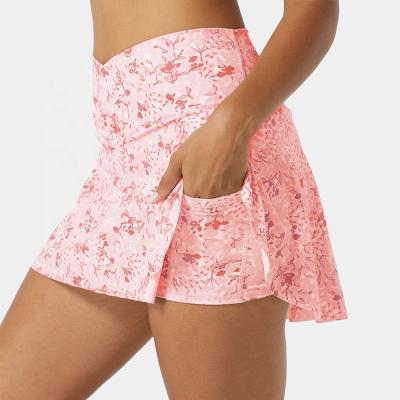 China RIMS Custom MOQ Low Pattern Floral Women Padel Wear High Waist Sports Skort Tennis Skirt for sale