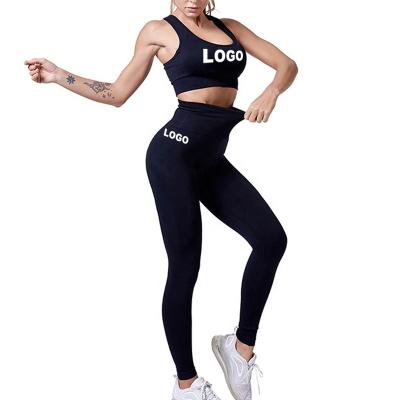 China Breathable Sports Fitness Women Gym Bra Logo Custom Clothing Active Wear 2 Pieces Set Yoga Set for sale