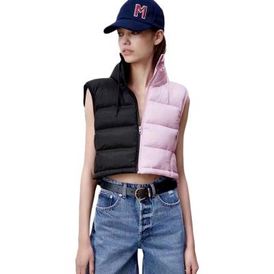 China Wholesale QUICK DRY women's wholesale pink sleeveless lightweight nylon crop autumn vest coat bubble factory short jacket for sale