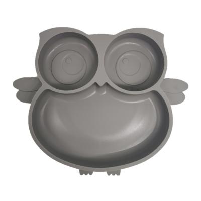 China BPA Free Silicone Owl Shape Child Divided Plate Portable Non Slip Kids Baby Feeding Dish With Suction Cup Dinner Dish for sale