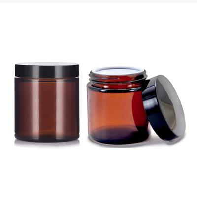 China Gift & Craft 100ml Amber Glass Cream Jar Luxury Candle Jars With Inner Lids Cosmetic Jar For Aromatherapy Wax Ointment Makeup Vials Container for sale