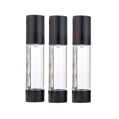 China Perfume Packing Custom Luxury Empty Cosmetic Plastic Spray Lotion Bottle Clear Black Cream 50ml Airless Pump Bottle With Pump Sprayer for sale