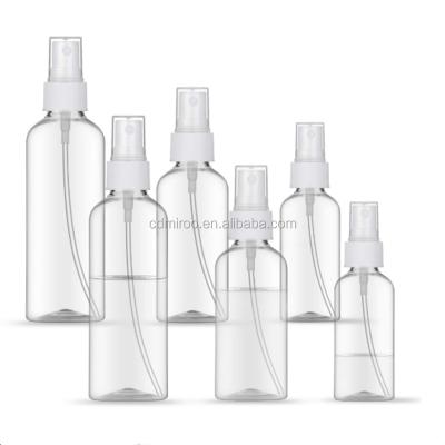 China Cosmetic in 30ml 50ml 60ml 100ml stock empty plastic fine mist spray bottle for alcohol and makeup cleaning for sale