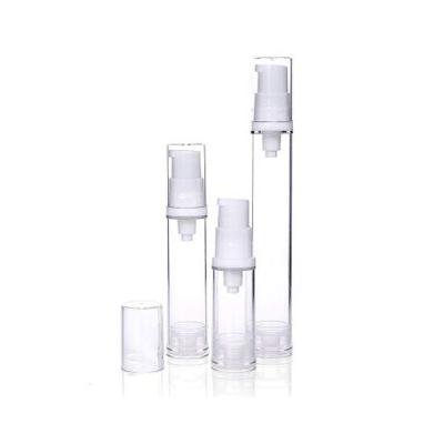 China 5ml 10ml 15ml Small Refill Cosmetic Clear Acrylic Airless Spray Bottle Pump Airless Bottle For Cream Cosmetic With Clear Cap for sale