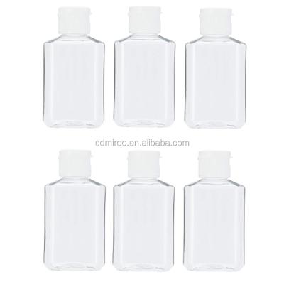 China Perfume Packing Square 60ml Transparent Flat Squeeze Hand Sanitizer Plastic Bottle With Flip Top Cap for sale