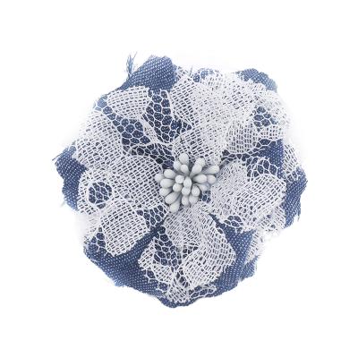 China New Cloth+yarn fabric lace artificial flower for hair accessories headband wedding party craft decoration home bouquet for sale