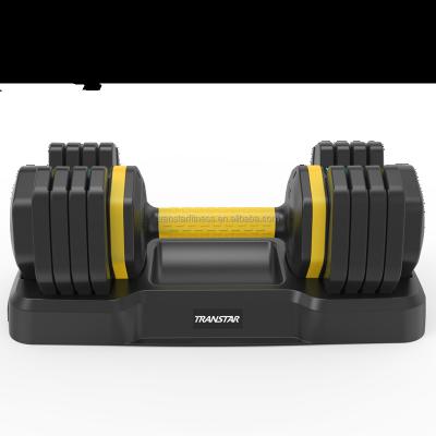 China Plastic Dumbbell Home Gym 55lb Dip Weights Adjustable Dumbbells Set With New Patent for sale