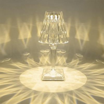 China Modern Rechargeable Bedside Lamp Touch Battery Cable Crystal Night Table Lamp For Bedroom Hotel Table Light for sale