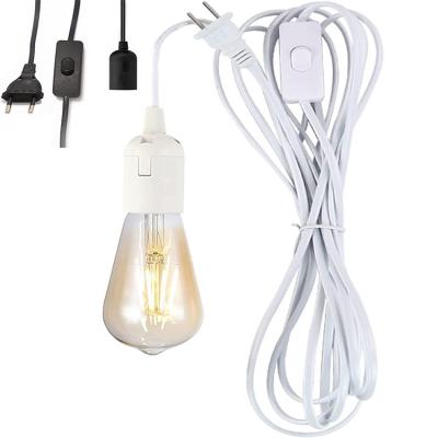 China Screw 1.8m/3m/5m Customize Power Cord Cable Lamp Bases Socket With E27 Hanglamp Switch for sale