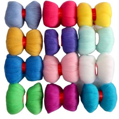 China Long viable WOOL fiber 66S MERINO hundred colors 3 gram multicolor wool yarn one bag fly tying woolen fur for sale