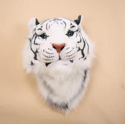 China Home Realistic White Tiger Plush Animal Head Decoration Wall Mount for sale