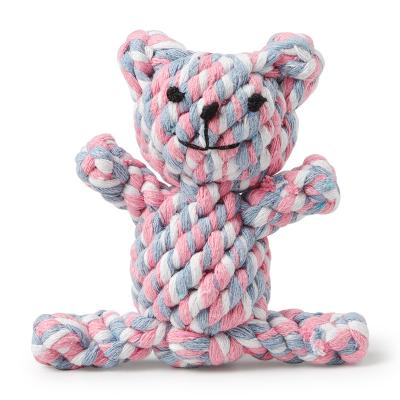 China Eco Friendly Dogs Teddy Bear Cotton Knots Colorful Rope Chew Pet Toys for sale