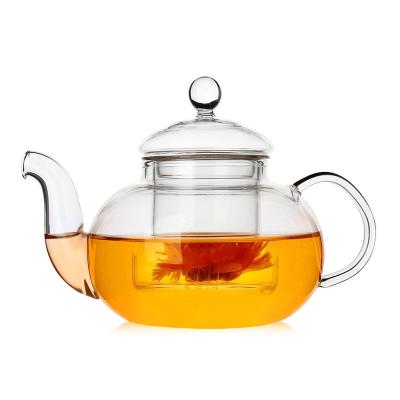 China Sustainable High Quality Glass Tea Diffuser Jar Customized Clear Glass Teapot With Lid for sale