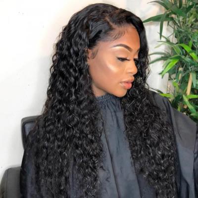 China Natural Soft Brazilian Hair 13x4 Lace Front Wig Natural Soft Deep Wave Wig With Baby Hair 150% Density Wet And Wavy Pre Plucked Wigs 16 Inches for sale