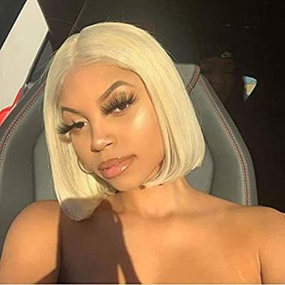 China Baby Hair Bob Wig Straight Blonde 613 Hairline Human Hair Wigs With Natural Soft 13x4 Lace Front Human Hair Bob Wigs for sale