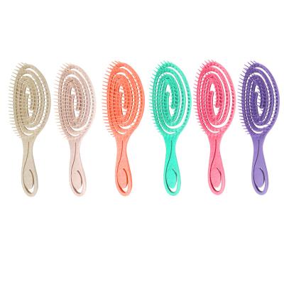 China For Home Detangling Brush Hair Amazon Top Use Bending Bristle Body Easily Tangles Natural Wheat Straw Brush for sale